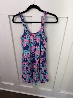 Lilly Pulitzer Navy Dress with Pink and Aqua Floral Print